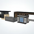 Modern Entrance Gate Architectural Design With Metal Frame Glass Panels And Brick Walls