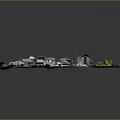 Cartoon Style Scenic Miniature Town with Roads Houses Trees and Crossroads