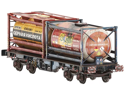 Industrial Railway Tank Car Equipment For Chemical Transport With Safety Markings 3d model