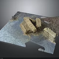 3D Model Of Terrain With Stone Structures And Textured Ground