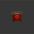Festive Red And Green Decorative Sleigh With Checkered Seat And Bells