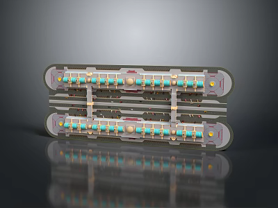 Electronic Equipment Circuit Board Module With Precision Blue Gold Components And Parallel Organized Layout 3d model
