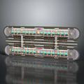 Electronic Equipment Circuit Board Module With Precision Blue Gold Components And Parallel Organized Layout