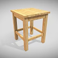 Simple Solid Wood Square Stool Furniture With Natural Finish And Stable Legs