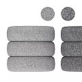 Modern Gray Round Fabric Poufs Stackable Set for Home Decor and Seating 3d model