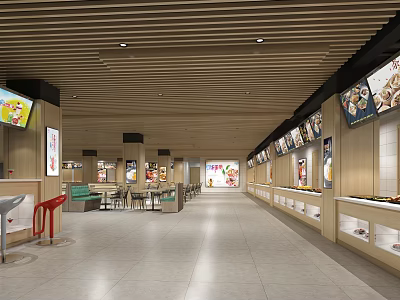 Modern Restaurant Food Court 3d model