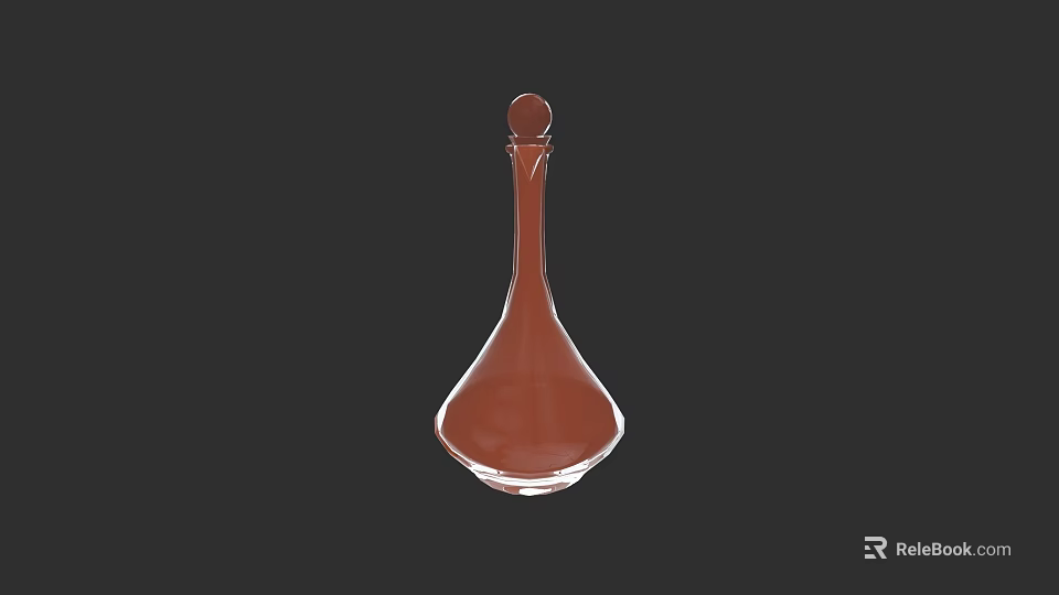 Brown Ceramic Vase With Slim Neck And Wide Base On Black Background 3d model 