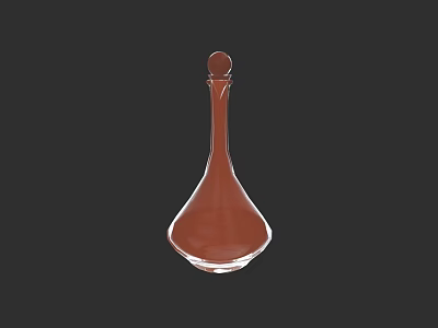 Brown Ceramic Vase With Slim Neck And Wide Base On Black Background 3d model