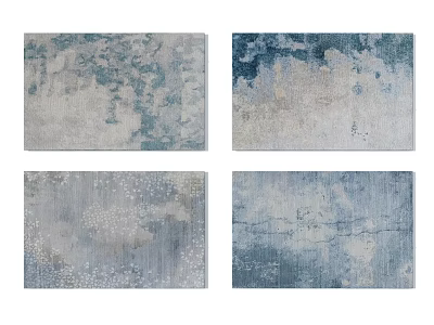Modern Square Rugs with Abstract Blue Gray Patterns and Soft Textures 3d model