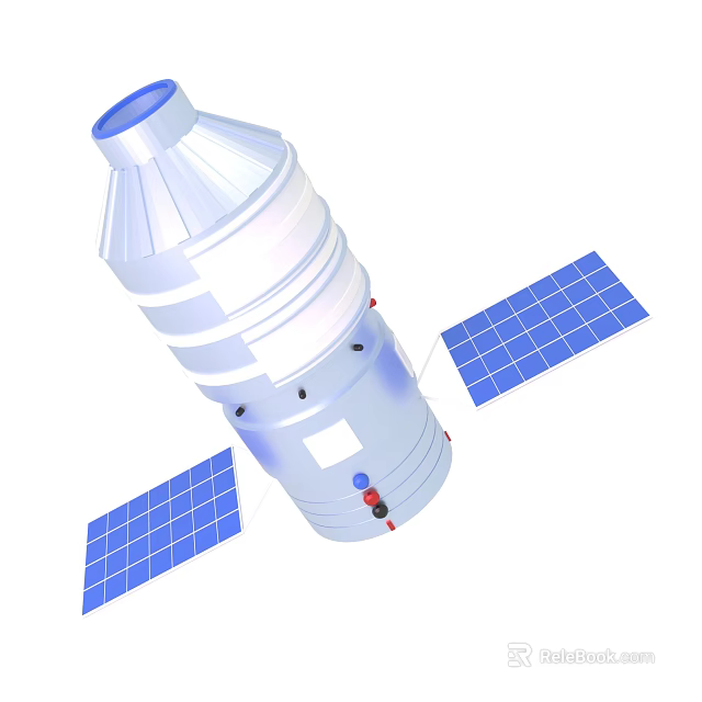 Spacecraft Satellite Structure With Blue Solar Panels And Main Body Components 3d model 
