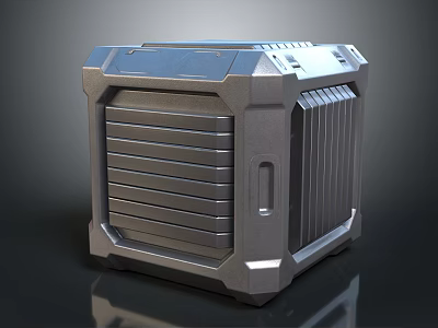 Industrial Metal Device With Ventilation Grilles And Reinforced Edges 3d model