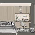 Modern Minimalist Tatami Bedroom Interior Design With Wooden Furniture Desk Chair And Natural Light