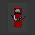 Red Sports Car With Open Hood And Doors Showcasing Engine And Interior