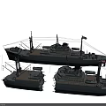 Vintage Warship Models With Masts Flags And Different Sizes On 3d model
