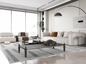 Modern Home Living Room Sofa Coffee Table Combination 3d model