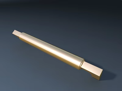 Golden Metal Cabinet Handle With Long Cylindrical Design And Rectangular Ends 3d model