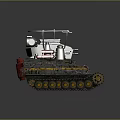 Armored Military Weapon Tank Featuring Tracks Cannons Antennas And Fuel Tanks