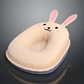 Cute Beige Rabbit Shaped Pillow With Pink Ears And Smiling Face Design