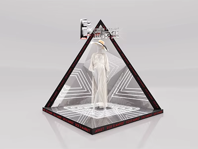 Egyptian Themed Pyramid Photo Spot With Transparent Display And White Dress 3d model