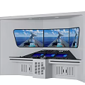 Advanced Ship Bridge Control System with Multiple Displays and Ocean View