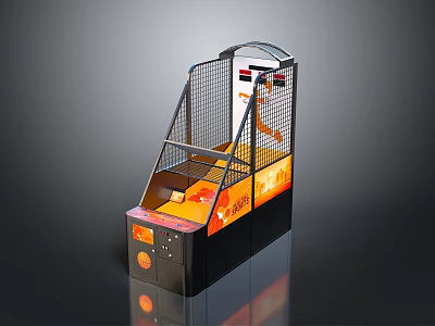 Colorful Arcade Basketball Game Machine With Hoop Display Screen And Side Graphics 3d model