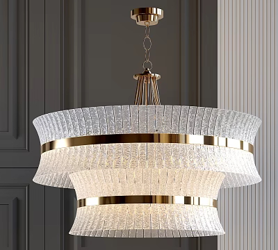 Modern Luxury Crystal Chandelier With Gold Frame Two Tier Clear Crystal Interior Decor 3d model