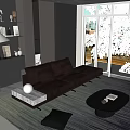 Modern living room sofa combination floor lamp bookcase 3d model