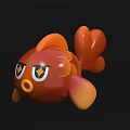 Orange Cartoon Fish Shaped Balloon With Big Eyes And Curved Tail Design