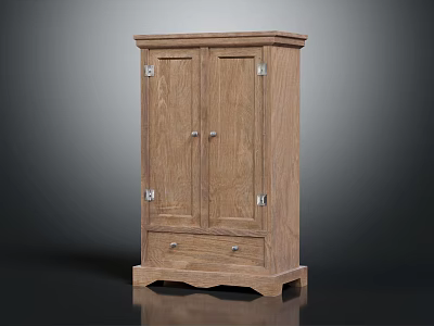 Classic Wooden Storage Cabinet With Two Doors Drawer And Base Legs Design 3d model