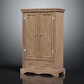 Classic Wooden Storage Cabinet With Two Doors Drawer And Base Legs Design