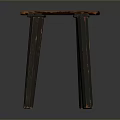 Dark Brown Wooden Stool With Square Top And Four Straight Rustic Design Legs