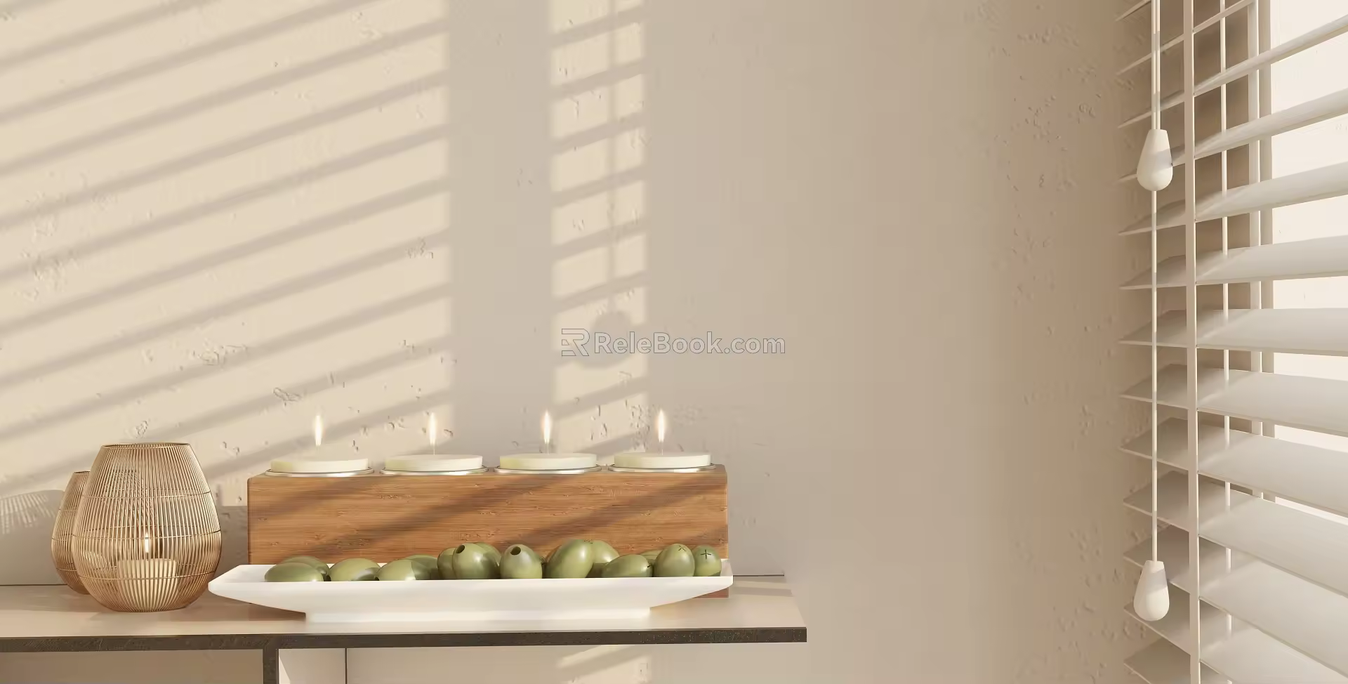 Modern candle ornaments combination 3d model