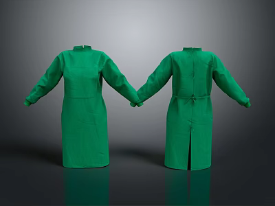 Two Green Protective Robes Front And Back View Clothing Design 3d model