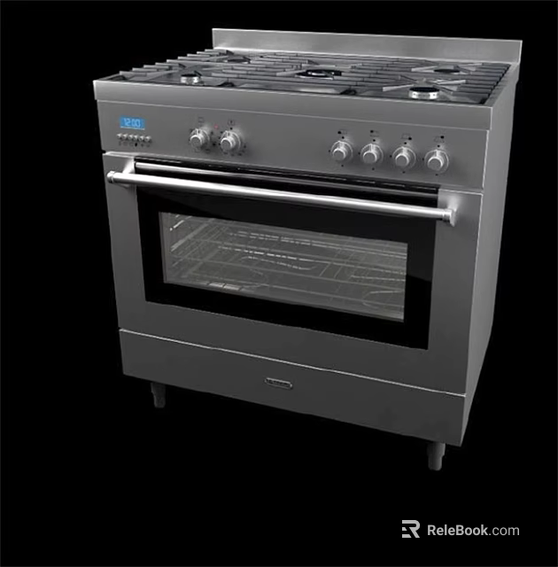 Stainless Steel Kitchen Cabinet With Built In Gas Stove And Oven Appliance 3d model 