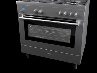 Stainless Steel Kitchen Cabinet With Built In Gas Stove And Oven Appliance 3d model