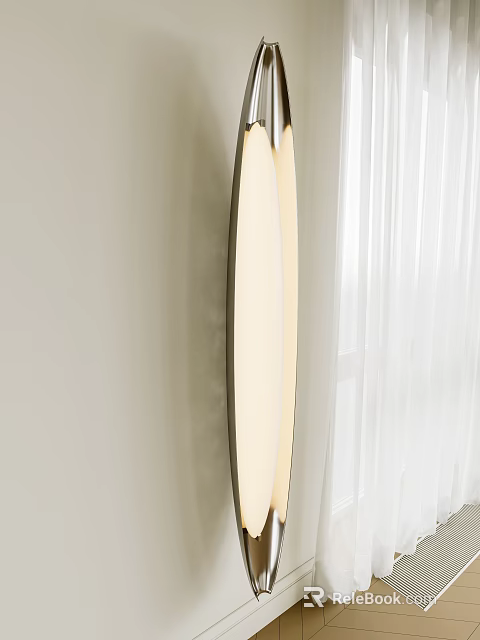 Modern Minimalist Wall Lamp With Round White Shade And Soft Lighting On Beige Wall 3d model 
