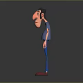 3D Cartoon Man with Blue T-shirt Blue Pants and Red Shoes Standing on Gray Background