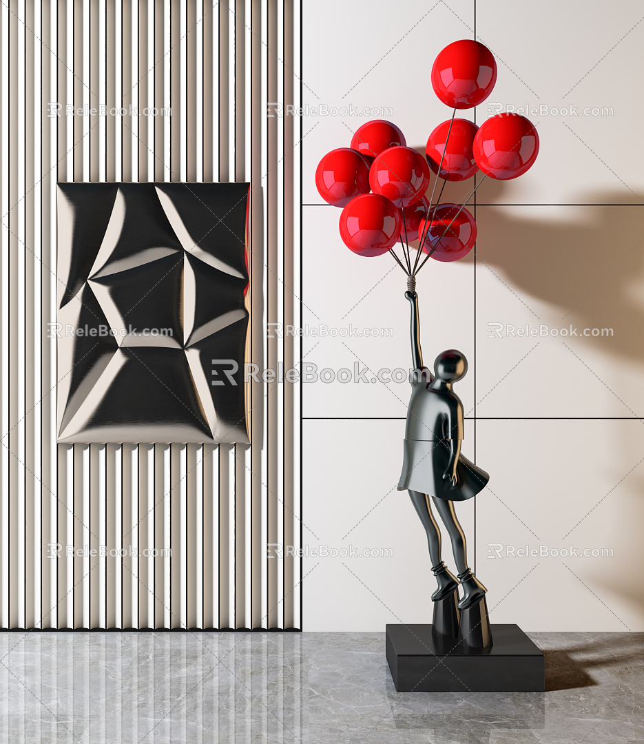 Modern sculpture balloon figure sculpture ornaments 3d model