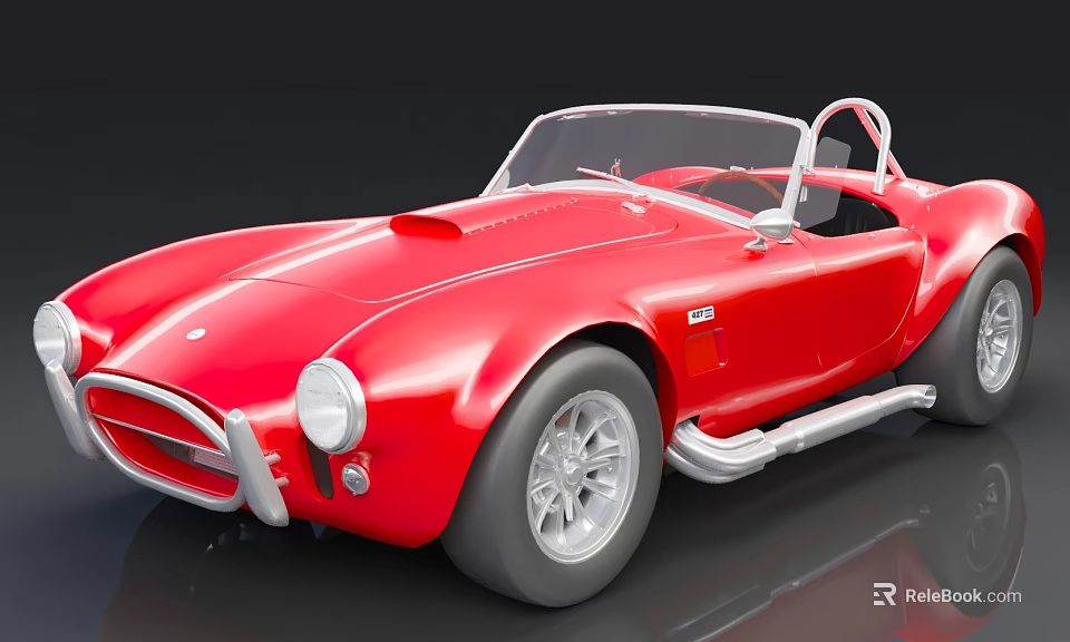 Red Convertible Classic Sports Car With Sleek Body And Silver Wheels 3d model 