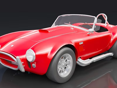 Red Convertible Classic Sports Car With Sleek Body And Silver Wheels 3d model