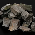Natural Stacked Stones With Rustic Gray Brown Texture And Black Background
