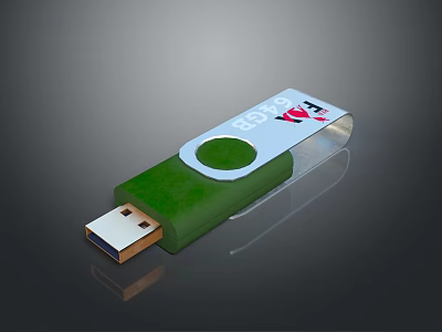 Green 8GB USB Flash Drive with Transparent Part and Portable Design for Computers 3d model