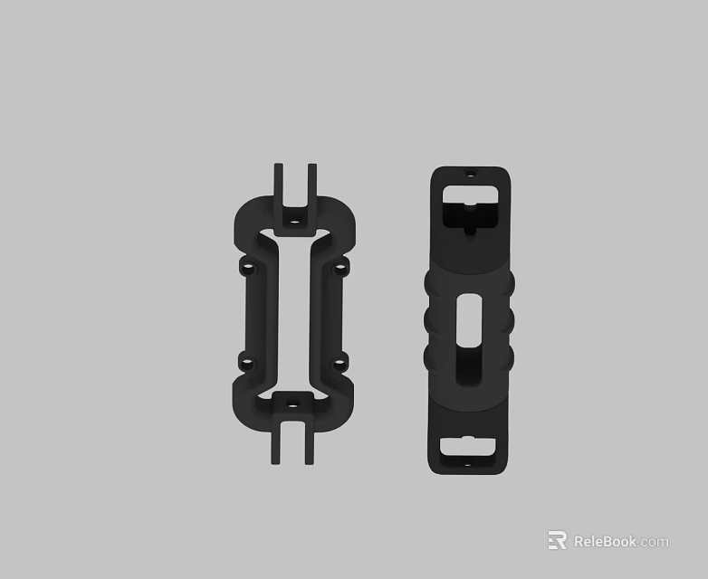 Swing Door Hardware with Black Metal Hinges for Home Interior Use 3d model 
