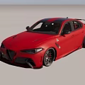 Red Sports Sedan With Rear Spoiler And Large Wheels In Indoor Studio