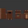 Wooden Building Model Components With Various Architectural Structures And Shapes
