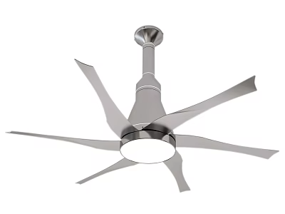 Modern Air Conditioner Fan With Silver Metal Blades And Ceiling Mounted Design 3d model