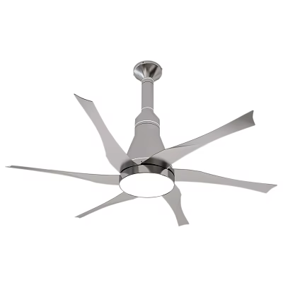 Modern Air Conditioner Fan With Silver Metal Blades And Ceiling Mounted Design 3d model