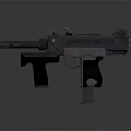 Tactical Black Brown Firearm Design With Dual Grips Top Sight Rail And Magazine