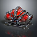 Intricate Armor Inspired Clothing Decorative Piece With Red Glowing Accents And Silver Metallic Design