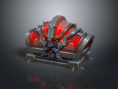 Intricate Armor Inspired Clothing Decorative Piece With Red Glowing Accents And Silver Metallic Design 3d model